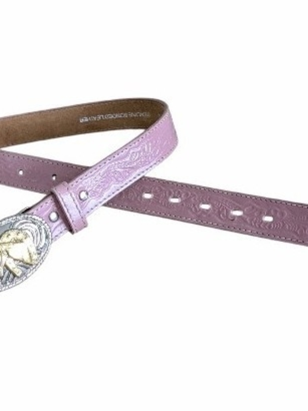Nocona Pink Tooled Bonded Leather Western Cowboy Belt Horse Buckle Size 28